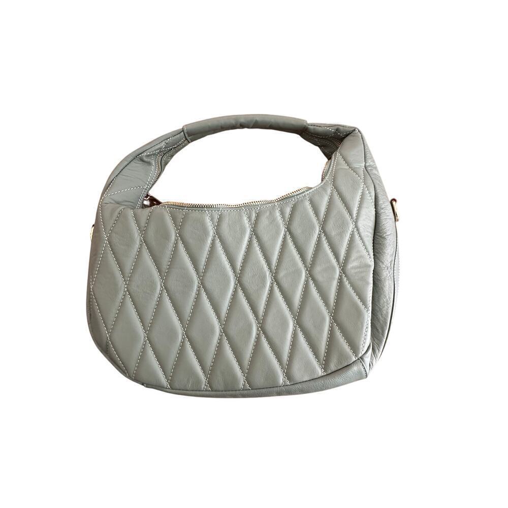 Anna Paola Women's Green Quilted Soft Vegan Leather Tiny Shoulder Bag Size OS